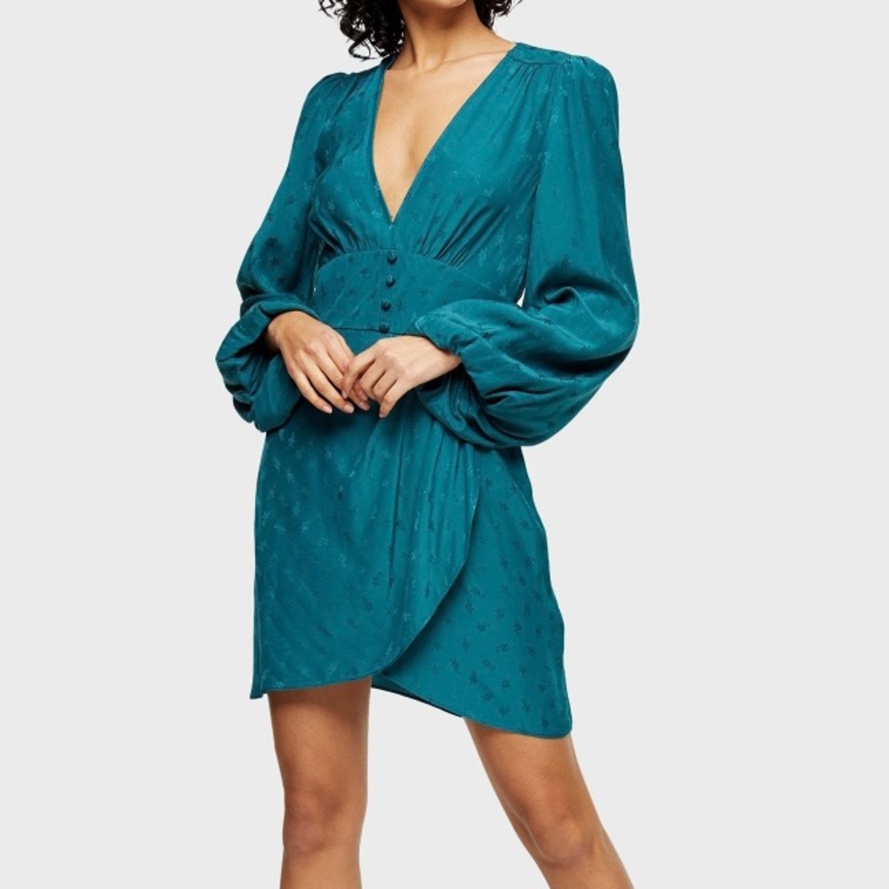 Topshop Long Sleeve Pleated Wrap Dress Sz. 2